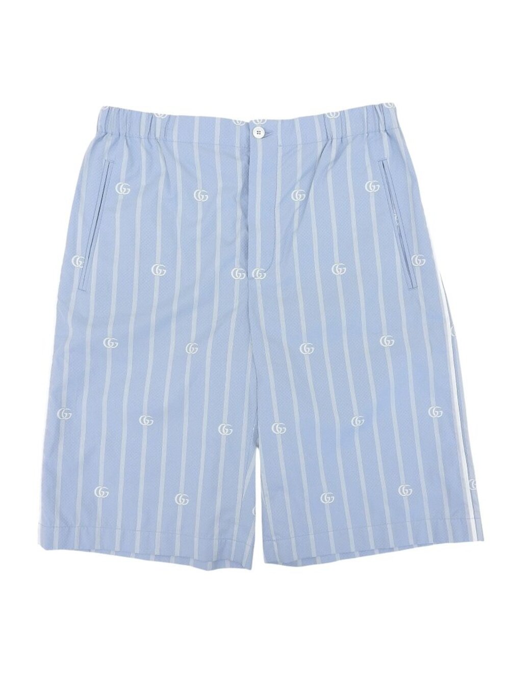 Gucci Cotton 100% Double G Stripe Shorts Light Blue White 46